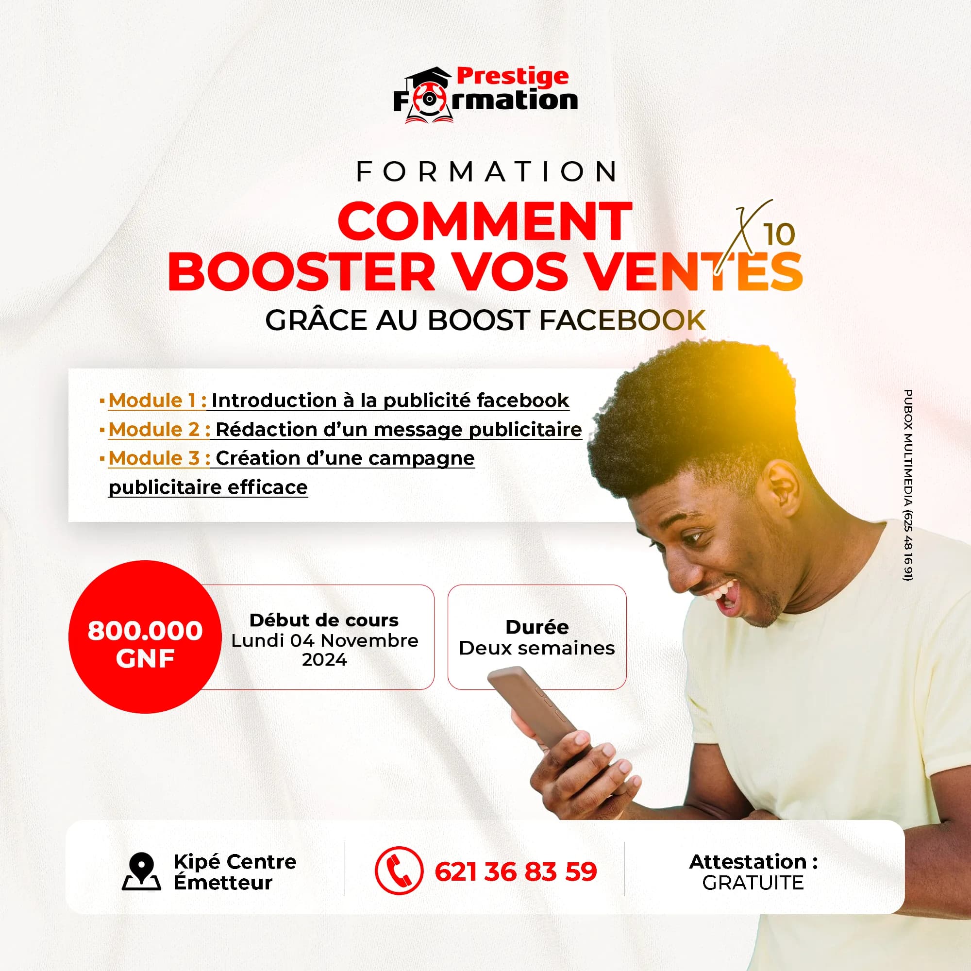 Prestige Formation — publicité Facebook
