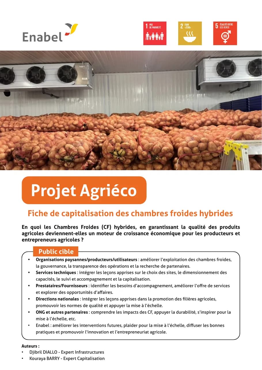 Projet Agriéco — chambres froides hybrides